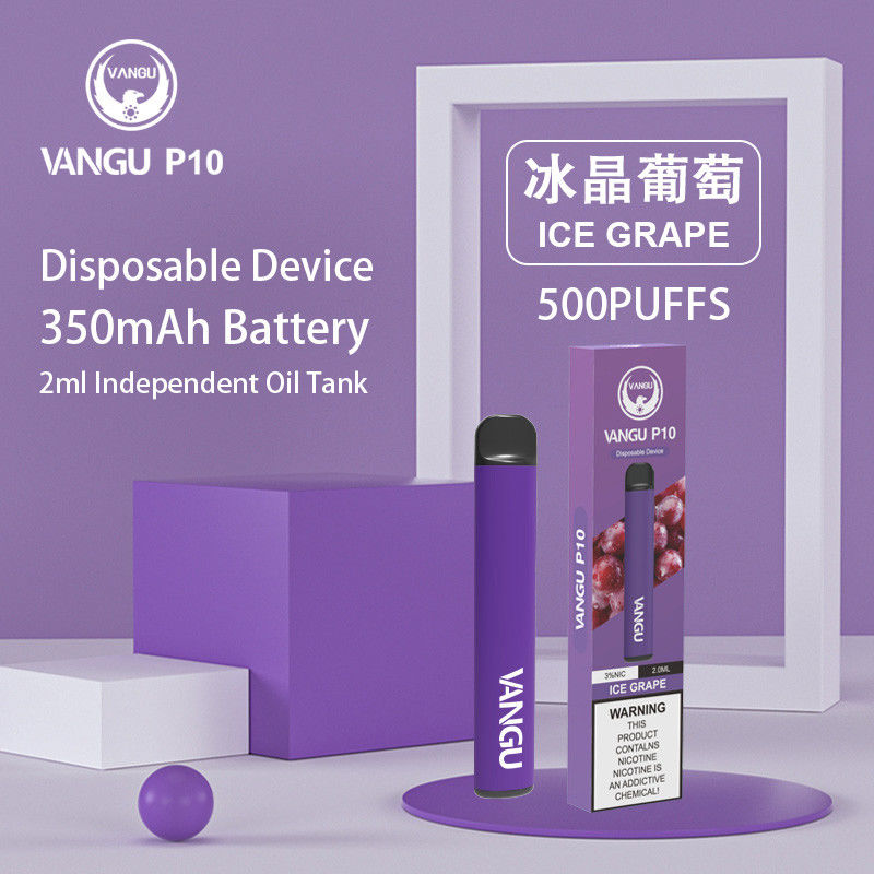 Ergonomic 500 puffs Disposable Pod Devices Grape Ice 2ml 2% Nicotine
