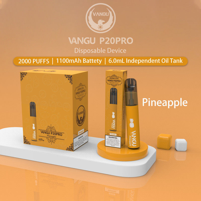 2000 puffs Disposable Flavored Vaporizer Pen 3.7V 1100mAh Pineapple Ice